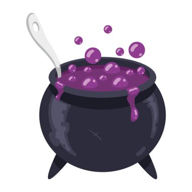 Kaşık resimli cadılar bayramı kazanı izole