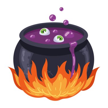 halloween cauldron with eyeball illustration isolated clipart