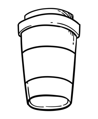 Eko kahve fincanı izole edilmiş sıcak illüt çizimi