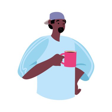 Afrikalı bir adam tekrar kullanılabilir fincan resmi içiyor.