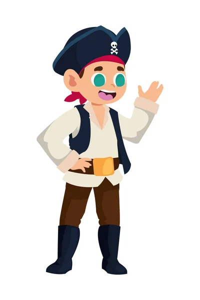Halloween Kid Disguised Pirate Illustration Isolated — Stock Vector