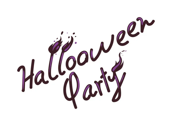 Halloween Party Kézzel Rajzolt Betű Elszigetelt Illusztráció — Stock Vector