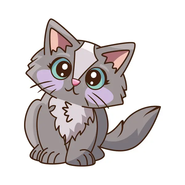 Mascote Gato Engraçado Ilustração Isolada —  Vetores de Stock