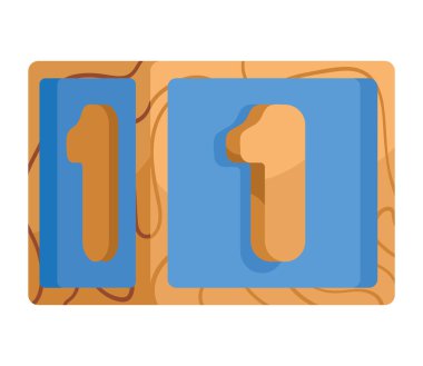 blok tahta oyuncak numara illüstrasyon izole