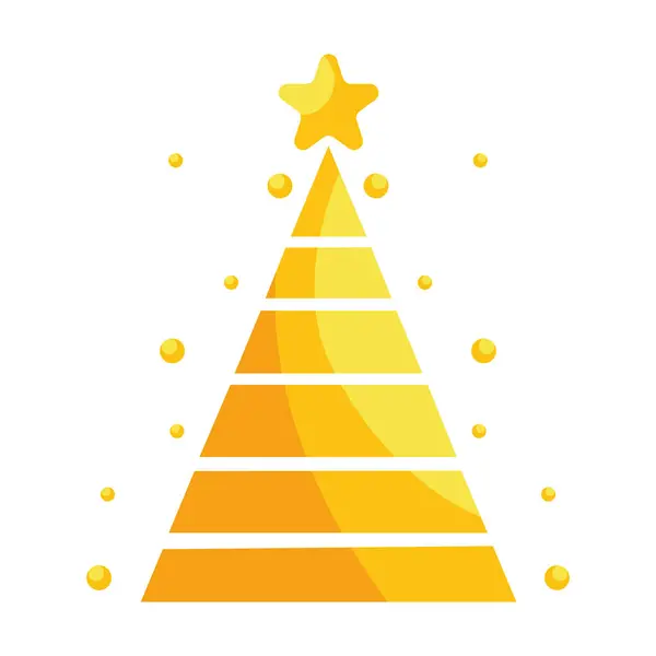 Boże Narodzenie Złote Drzewo Odizolowane Projekt Ilustracji — Wektor stockowy