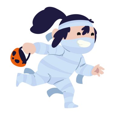 Cadılar bayramı çocuğu mumya kız resimlerini gizledi.