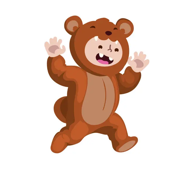 Halloween Kid Disguised Bear Illustration Isolated — Stock Vector