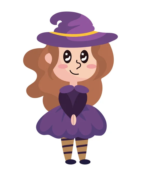 Halloween Čarodějnice Charakter Ilustrace Izolované — Stockový vektor
