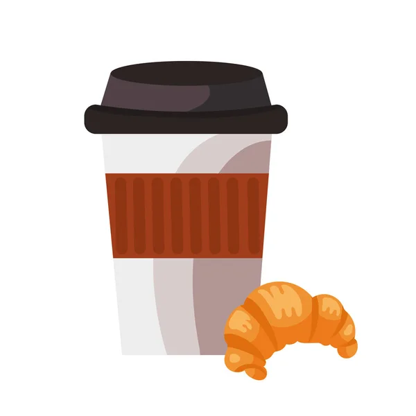 Wiederverwendbare Kaffeetasse Und Brot Isoliert Abbildung — Stockvektor