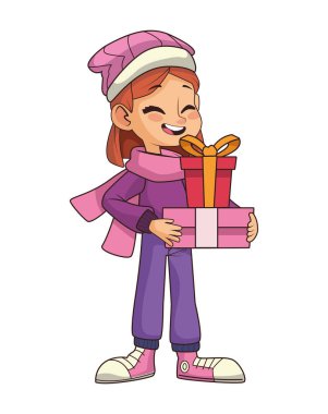 Noel hediye izole kızla