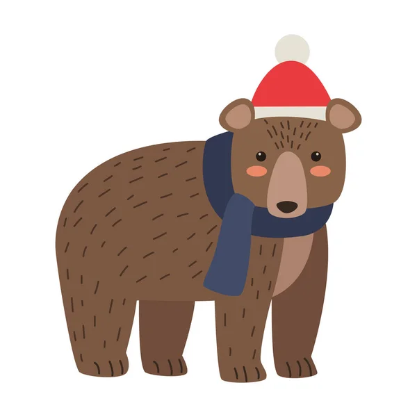 Natal Personagem Urso Ilustração Isolado — Vetor de Stock