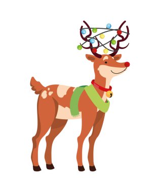 Noel karakteri ren geyiği çizimi izole edildi