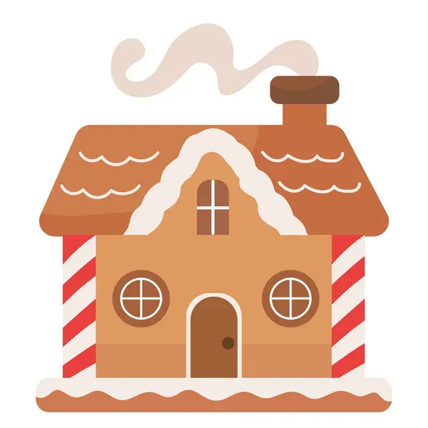 Vánoční Dům Komínem Ilustrace Izolované — Stockový vektor