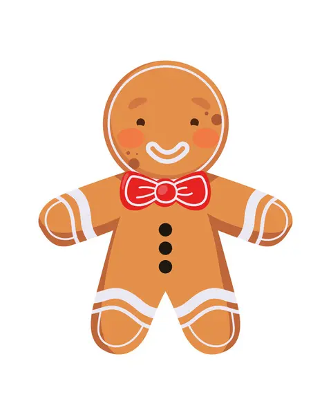 Weihnachten Charakter Lebkuchen Mann Illustration Isoliert — Stockvektor