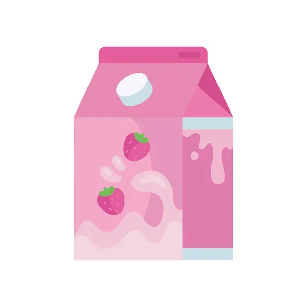 四盒草莓汁隔离插图 — 图库矢量图片