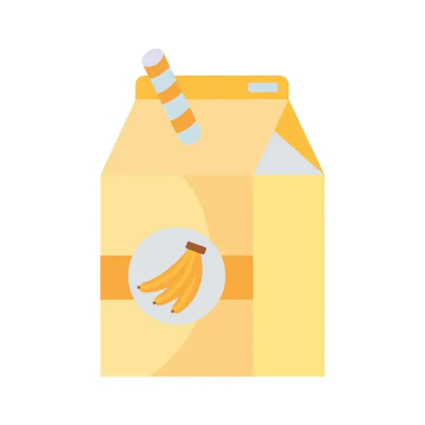 Tetrapack Box Banánová Šťáva Izolované Ilustrace — Stockový vektor