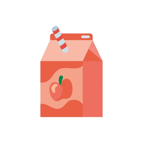 Tetrapack Box Juice Słoma Izolowane Ilustracja — Wektor stockowy