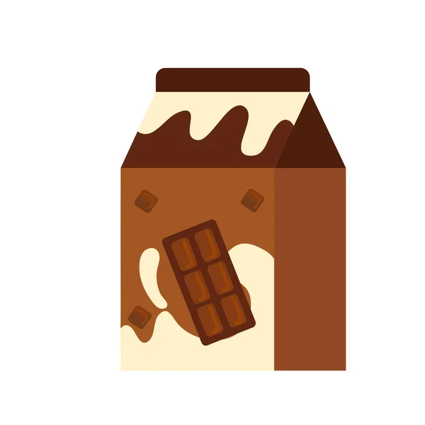 Tetrapack Doos Chocolade Drank Geïsoleerde Illustratie — Stockvector