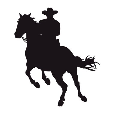 At atlayan kovboy silueti izole edilmiş.