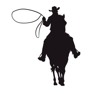 At manzaralı kovboy silueti izole edilmiş.