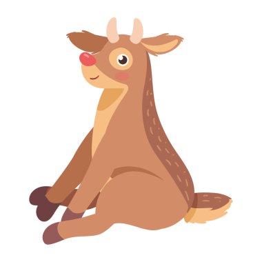 Kırmızı burunlu Noel geyiği izole edilmiş.