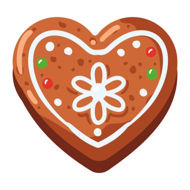 Noel kurabiyesi kalp çizimi izole edilmiş.