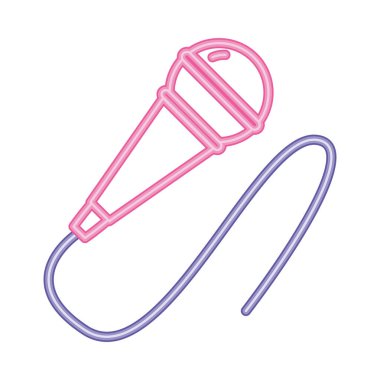 neon müzik mikrofon ekipmanı illüstrasyonu