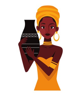 Kwanzaa kadın Afrikalı illüstrasyon izole edildi