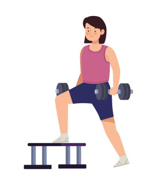 Fitness güçlü kadın illüstrasyon tasarımı