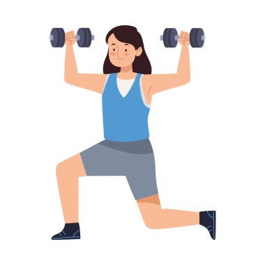 Fitness kadını ağırlık çizimi tasarımı kaldırıyor