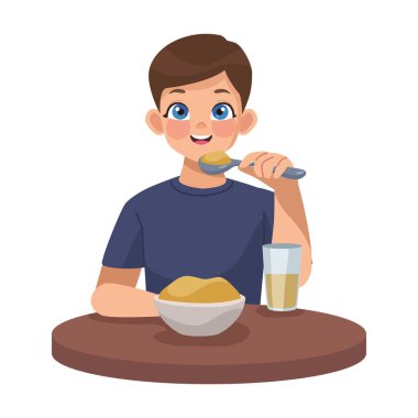 Beslenme öğünü resimlerini yiyen adam.