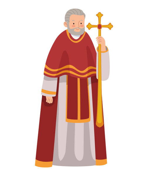 catholic pope character illustration isolated