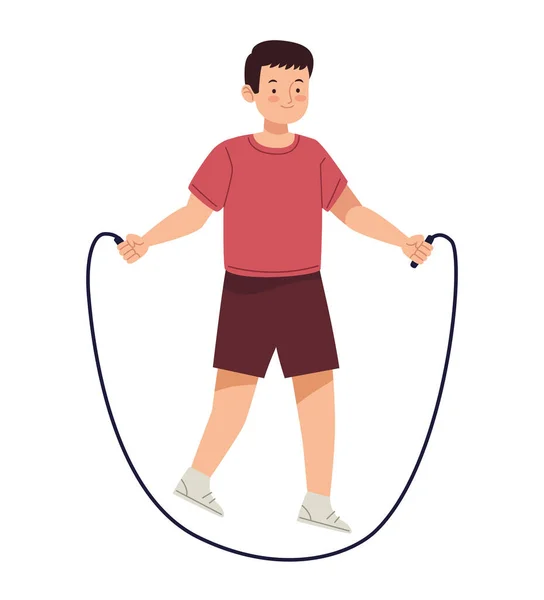 stock vector fitness man with skipping rope illustration