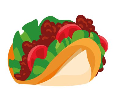 Meksika taco yemek illüstrasyonu izole edildi.