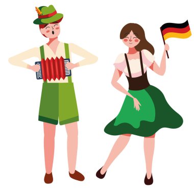 Alman çift karakteri çizimi izole edildi