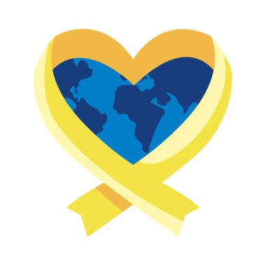 down sendromu kurdelesi dünya illüstrasyonu izole