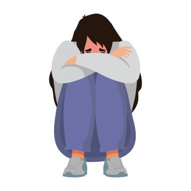 depresyondaki kadın durumu illüstrasyonu izole