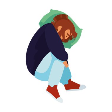 Depresyon adamı mutsuz illüstrasyon izole