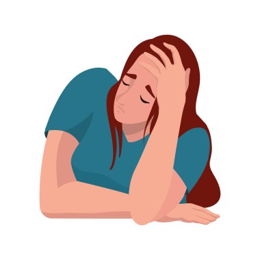Depresyondaki kadın mutsuz illüstrasyon yalnız