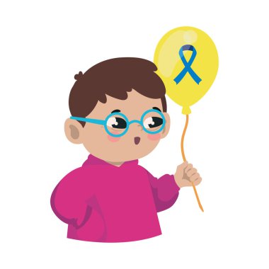 down syndrome boy with balloon isolated clipart