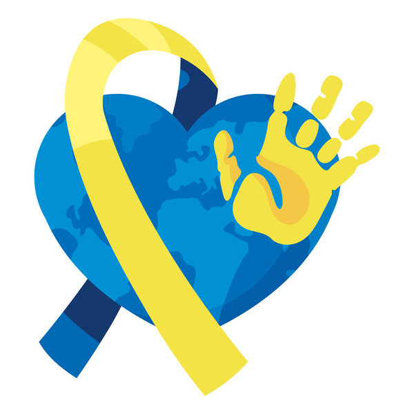down syndrome world and ribbon illustration isolated