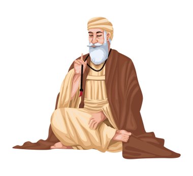 Guru nanak jayanti aziz çizimi izole edildi.