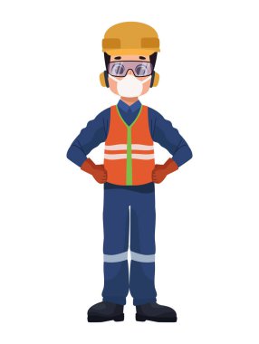 man wearing safety equipment illustration clipart