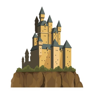 Almanya Neuschwanstein Kalesi çizimi izole edildi