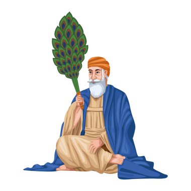 Guru nanak jayanti Hint illüstrasyonu izole edildi