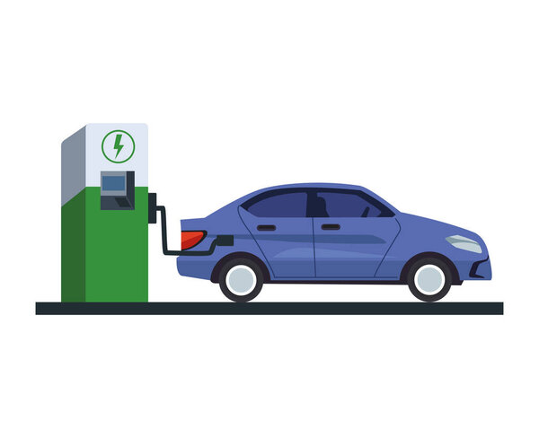 electric car charging renewable illustration
