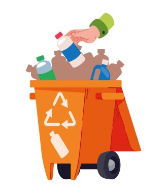 Plastik şişeli çöp kutusu izole edilmiş.