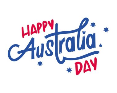 Avusturalya Günü harfleri kutlama illüstrasyonları