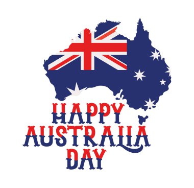 Harita simgesiyle Avustralya Günü harfleri