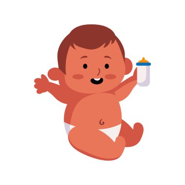 Şişeyle izole edilmiş resimli bebek